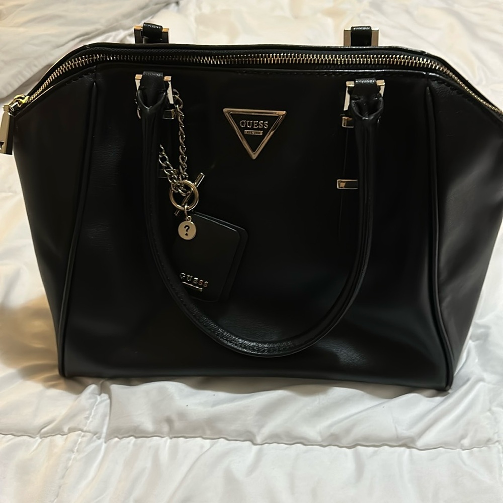 Black Leather Handbag by Guess